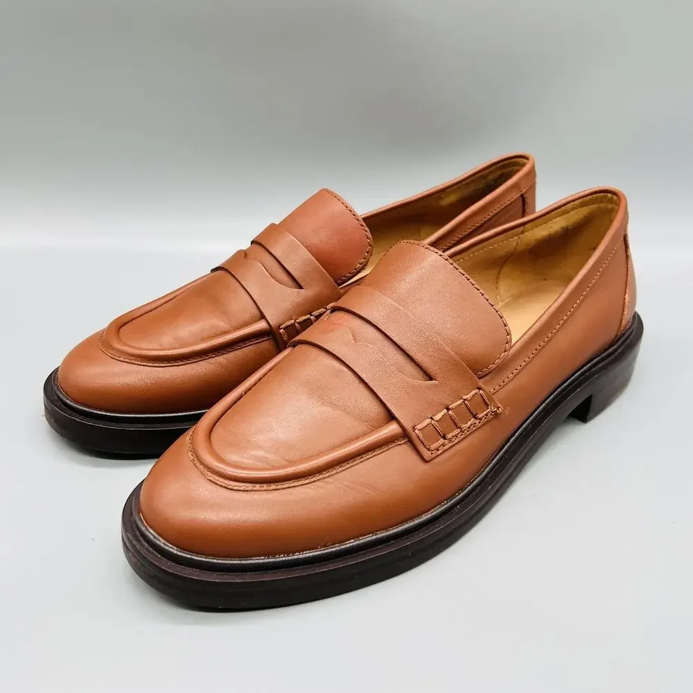 Madewell Shoes Womens 9 Brown Leather Vernon Penny Loafer Flats Slip On Casual